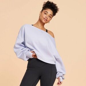 NWT Blogilates Dance Studio Off the Shoulder Sweatshirt- Light Purple 1X